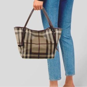 🪩 Burberry Canterbury Smoked Check Tote - EUC